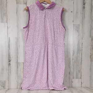Fairway & Greene Purple White Polka Dot Sleeveless Golf Dress Pockets Size XL